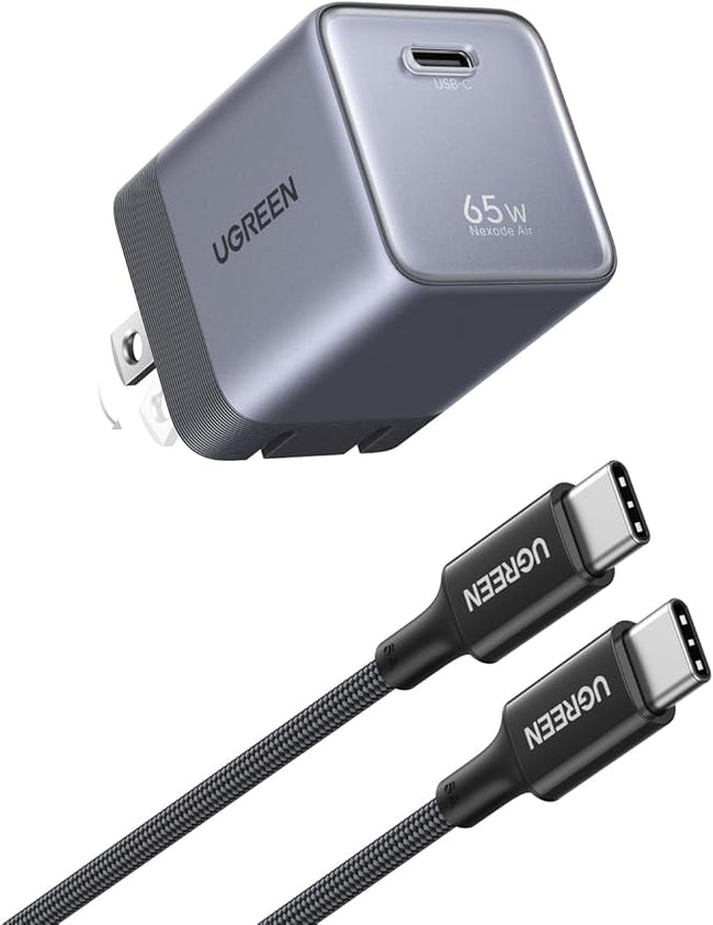 UGREEN Nexode Air 65W USB C GaN Charger Block with 3.3ft Cable, Black Hover Image